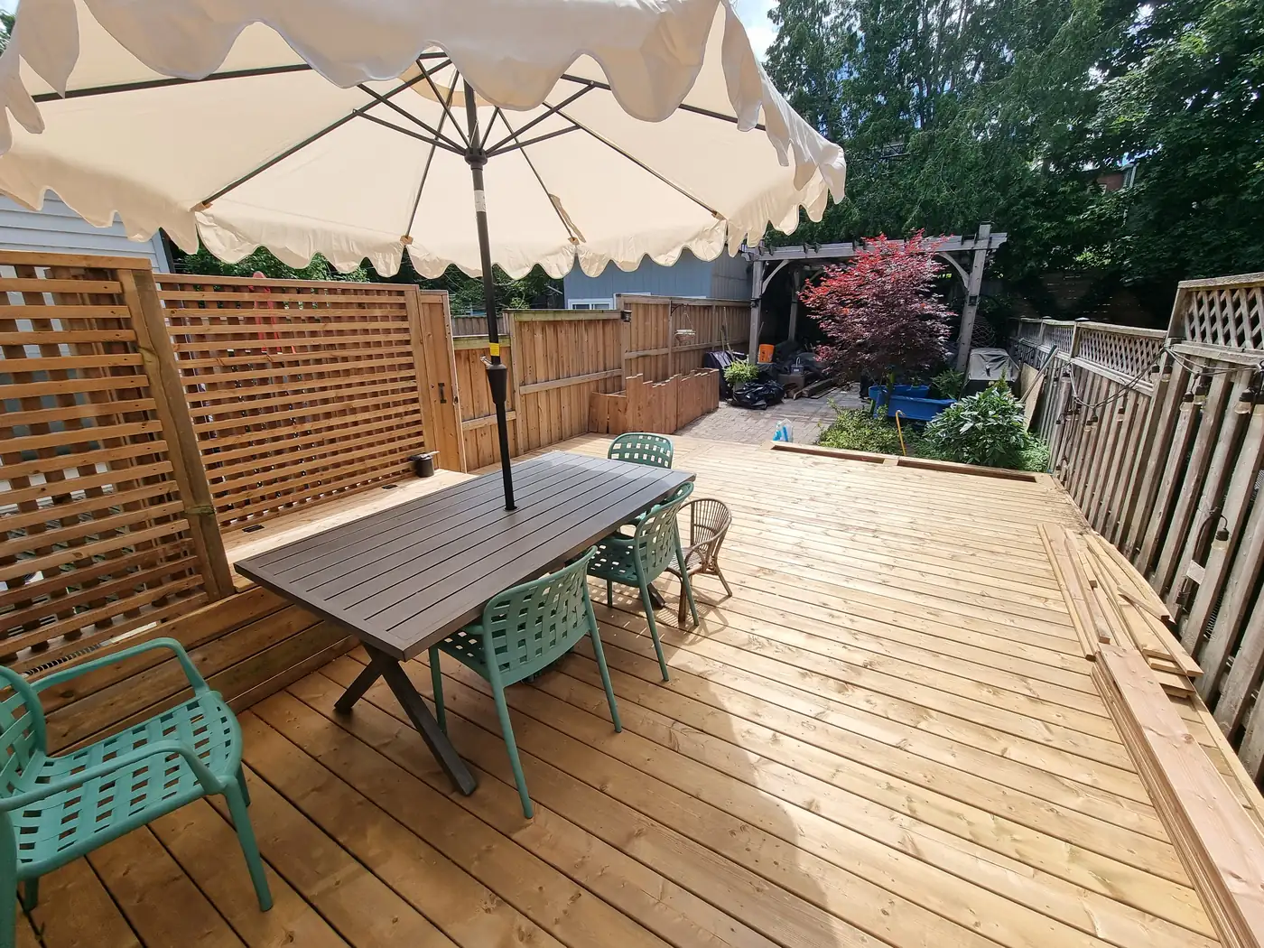 Finished cedar deck and garden makeover in Greenwood